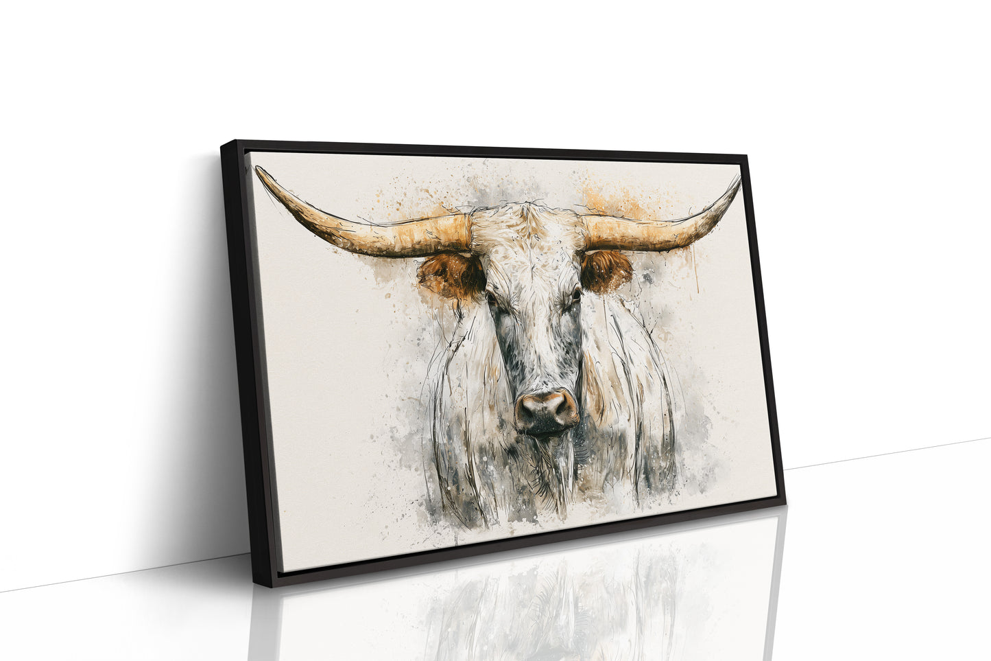Longhorn in Ink and Wash