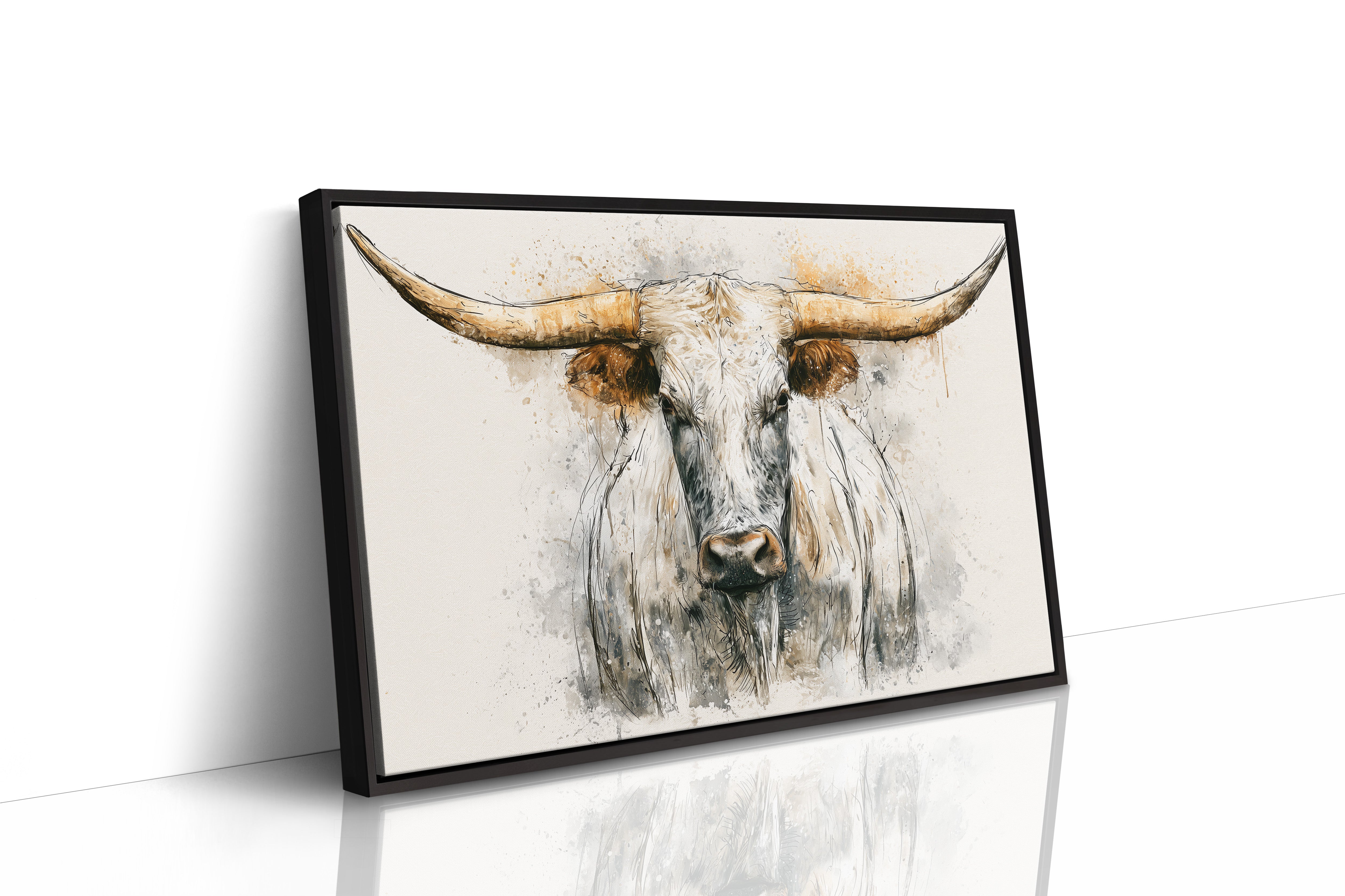 Longhorn in Ink and Wash