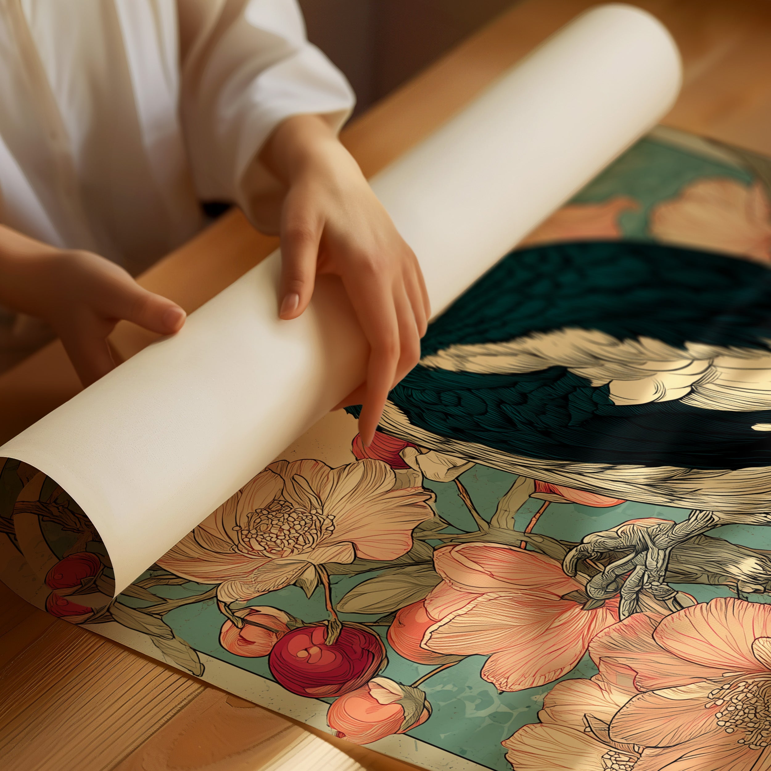 Crimson Crest Among Peach Blossoms