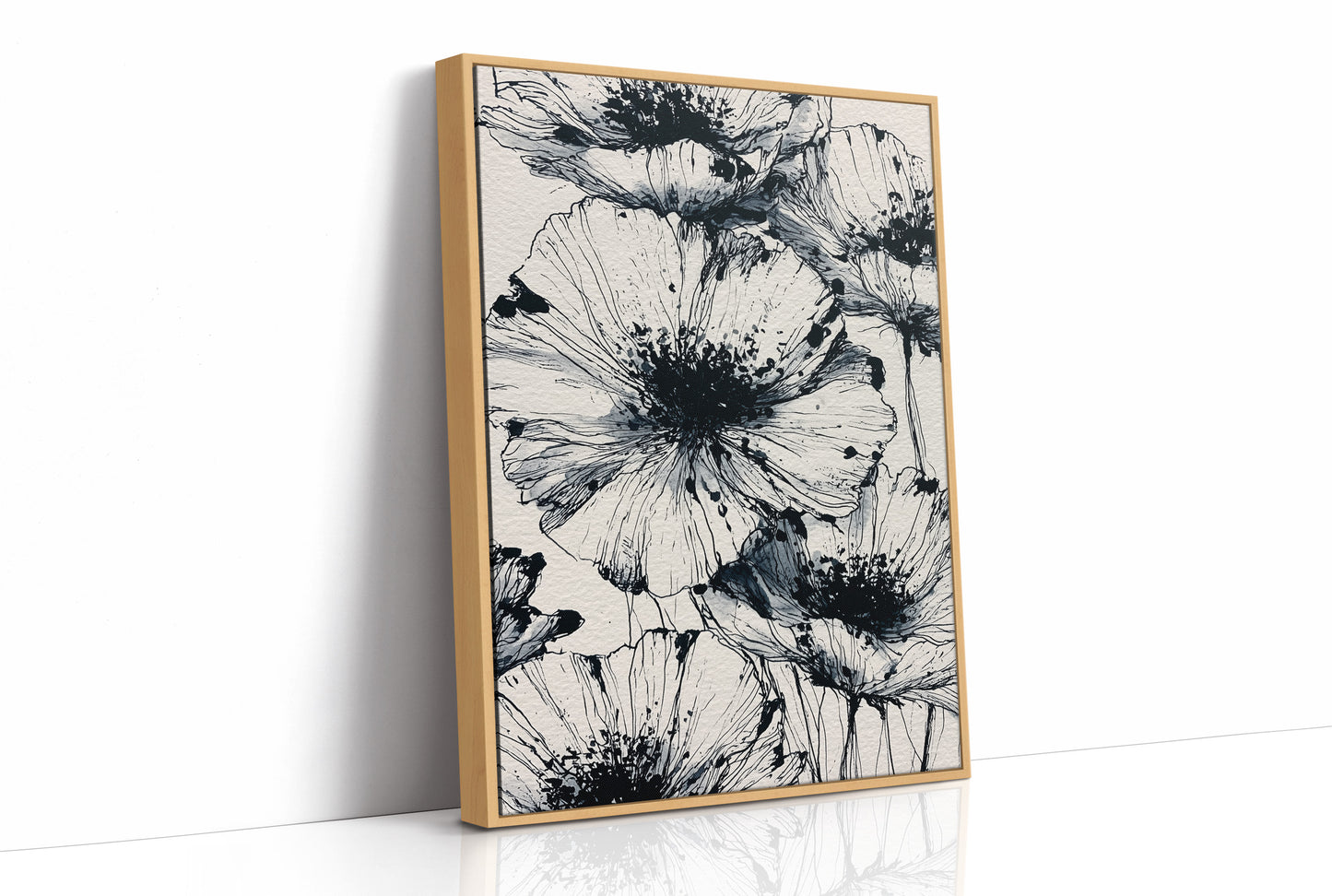 Poppies in Ink Splatter