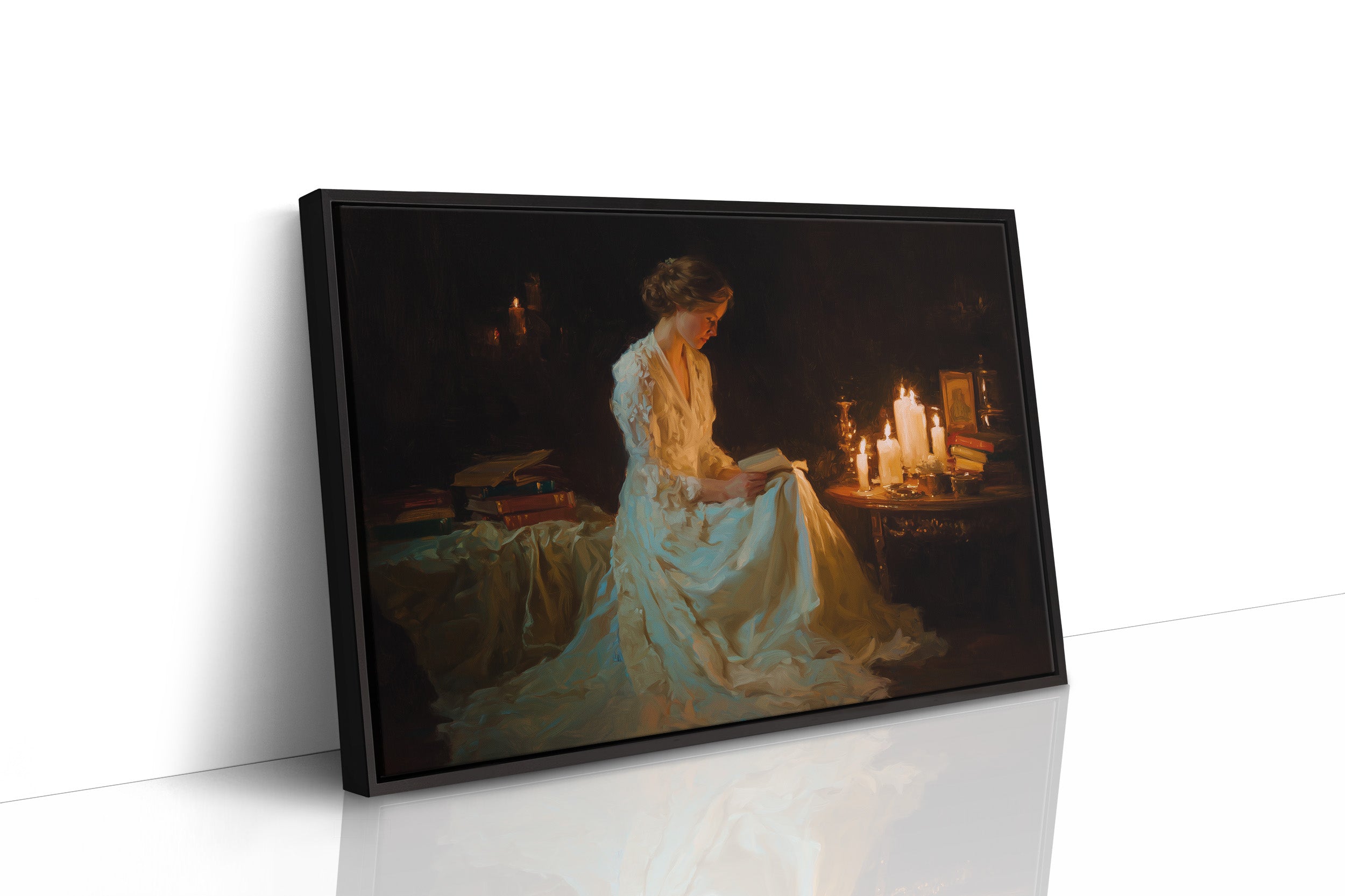 Reading By Candlelight's Gentle Glow