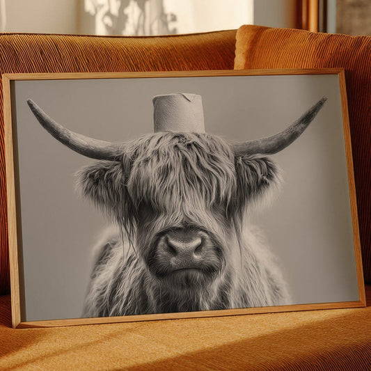 Highland Cow Wears Toilet Paper Crown