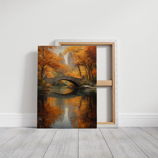 Maple Fire Mirrors Stone Bridge
