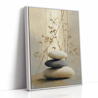 Stones Rest Among Bamboo Leaves