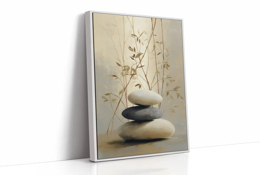 Stones Rest Among Bamboo Leaves