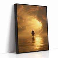 Pilgrim Walks Toward Golden Horizon