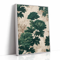 Emerald Blooms on Rustic Canvas