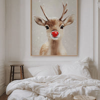 Adorable Snowy Reindeer – Cozy Christmas Wall Art Print