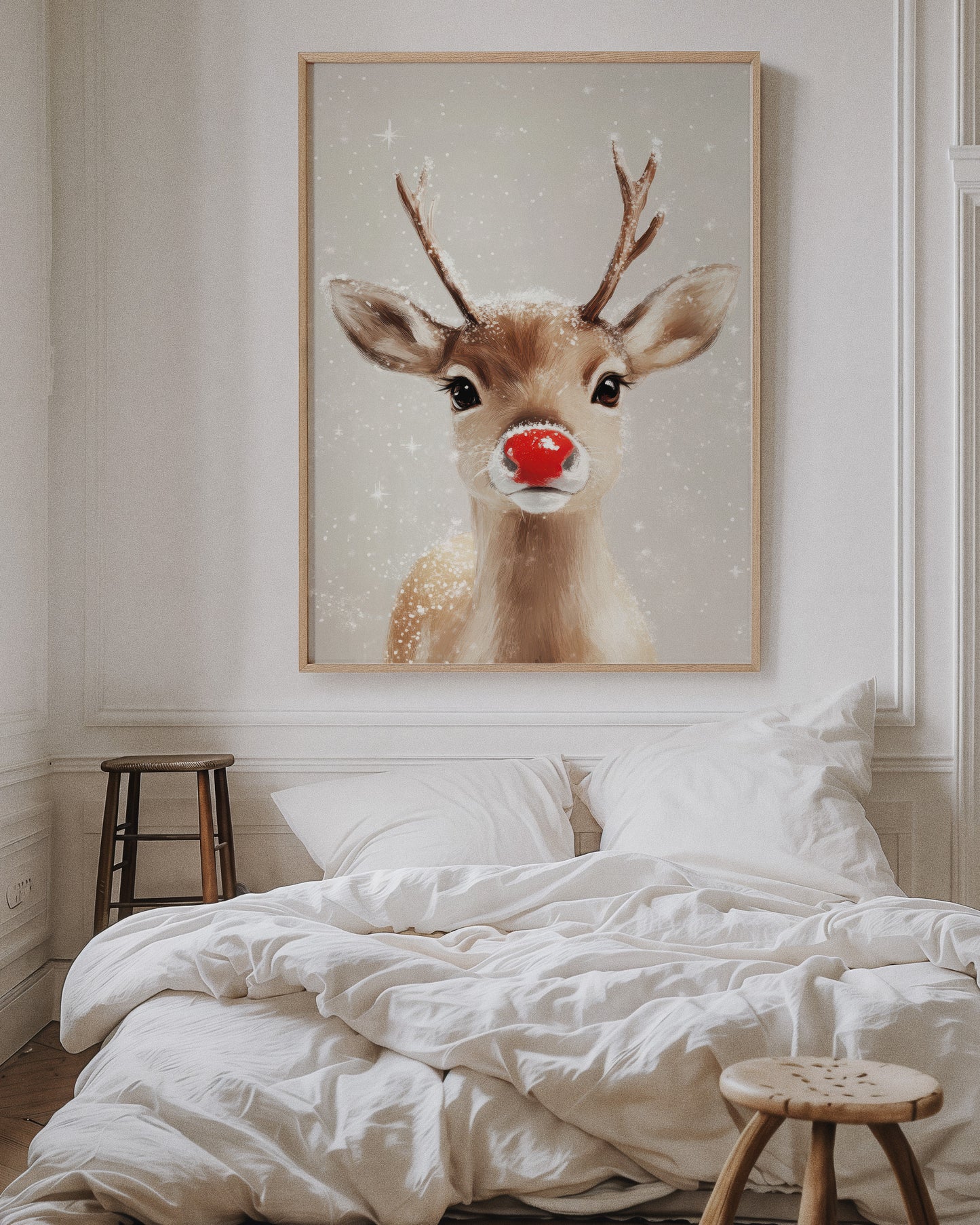 Adorable Snowy Reindeer – Cozy Christmas Wall Art Print