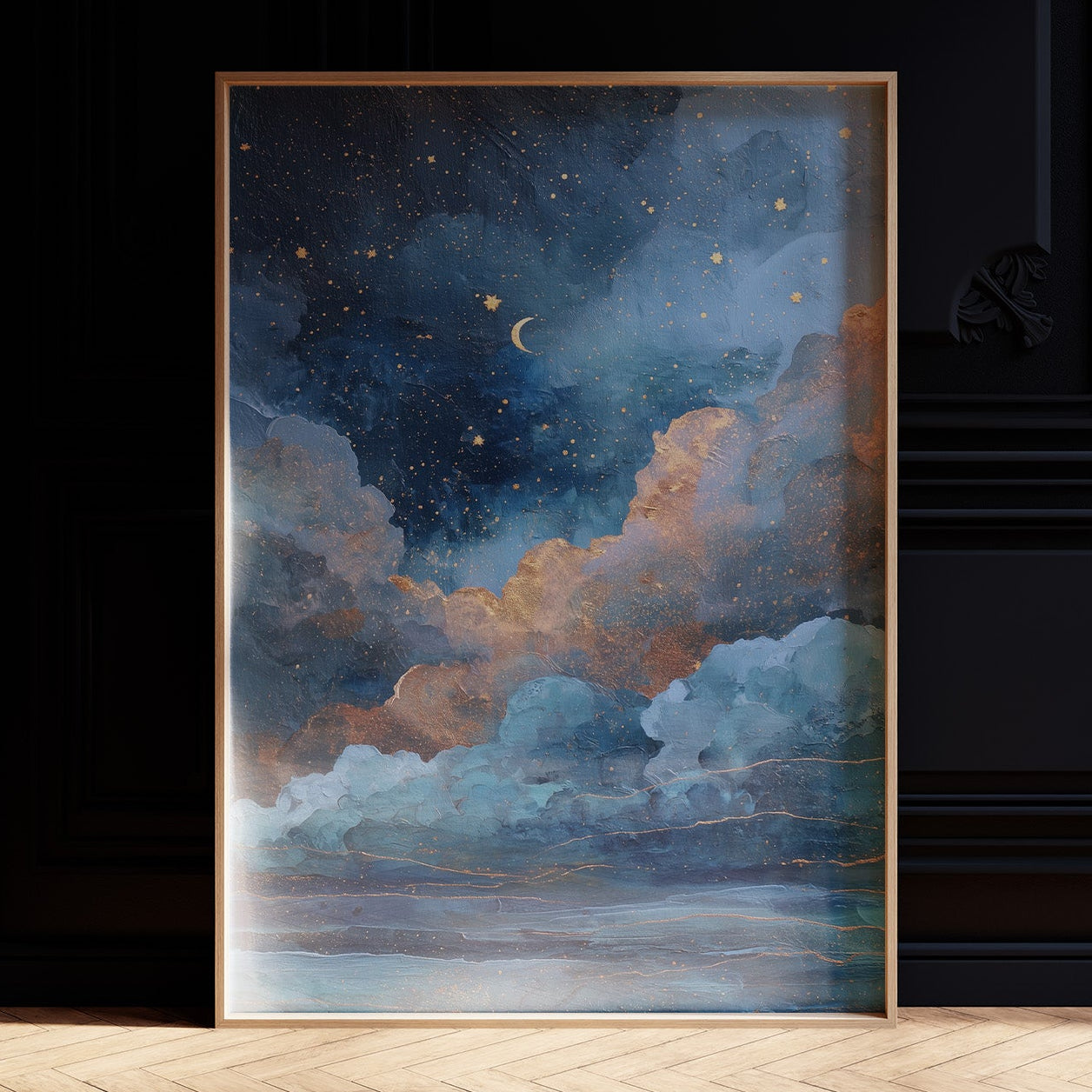 Midnight Oceans Meet Golden Clouds
