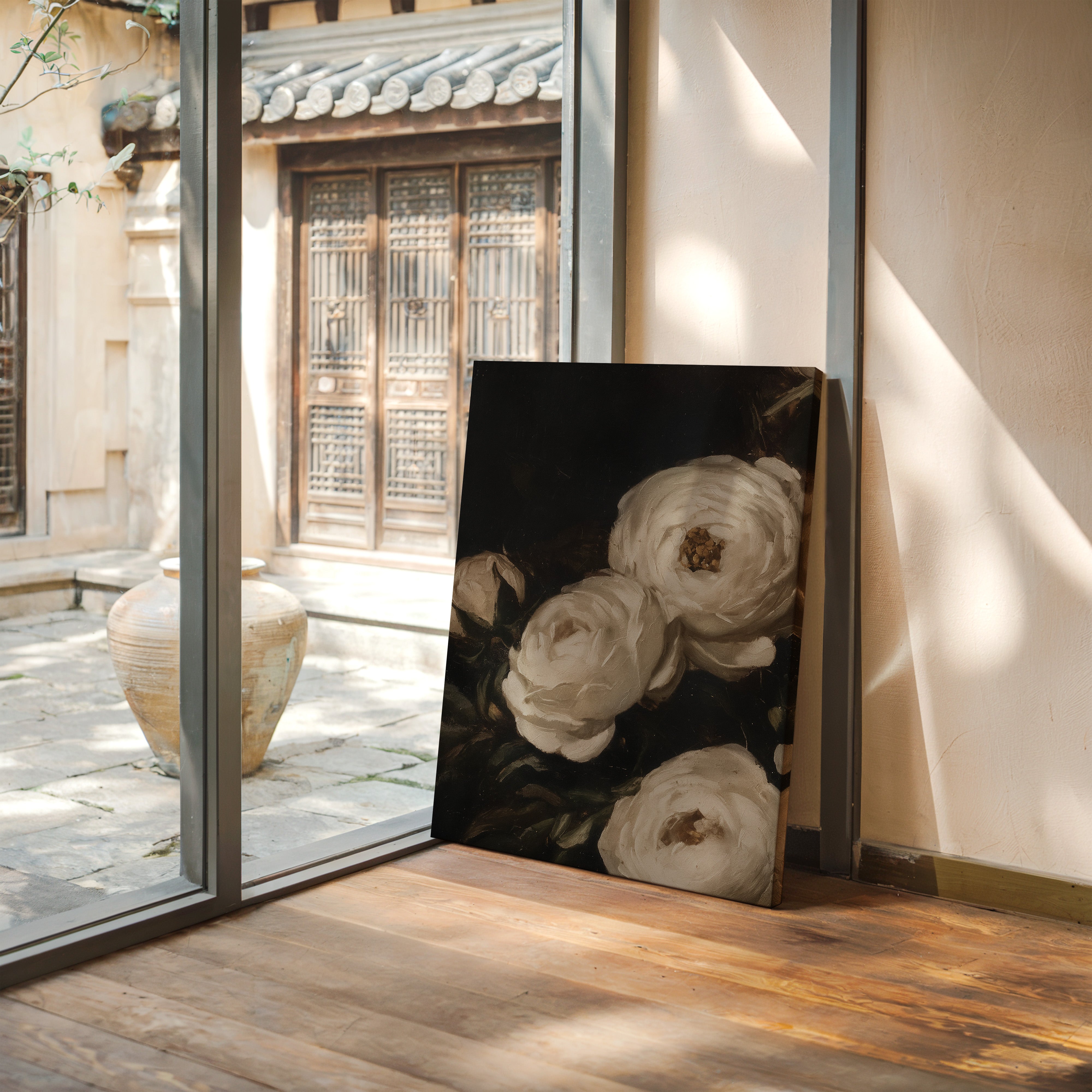 Ivory Roses in Baroque Shadow