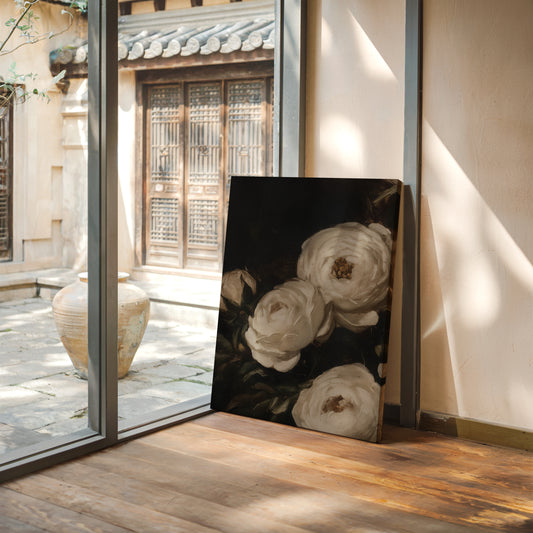 Ivory Roses in Baroque Shadow