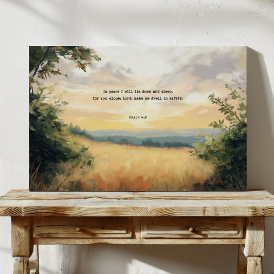 Golden Field of Peace with Psalm 4:8