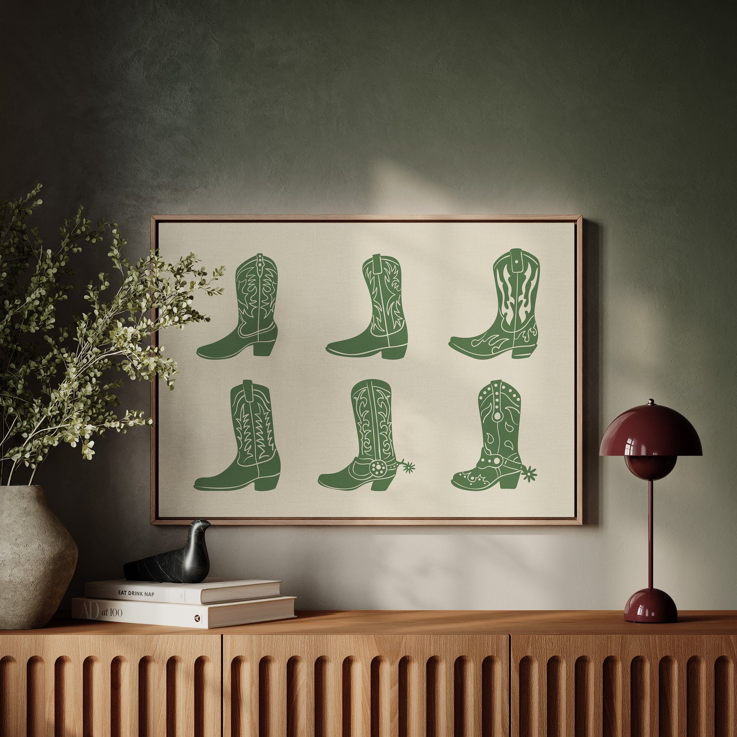 Cowboy Boots Wall Art – Western Country Aesthetic Print