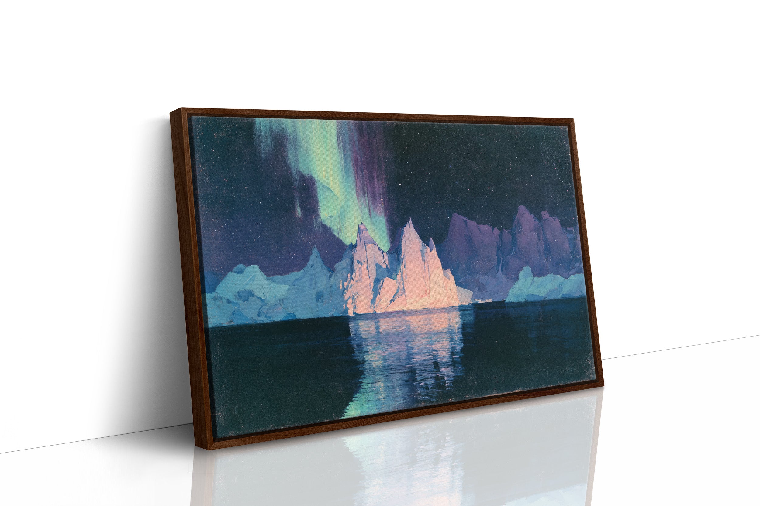 Icebergs Under the Aurora