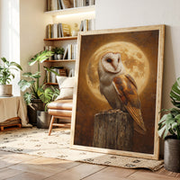 Barn Owl Beneath a Full Moon