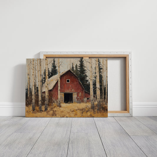 Birch Trees Guard Autumn's Barn