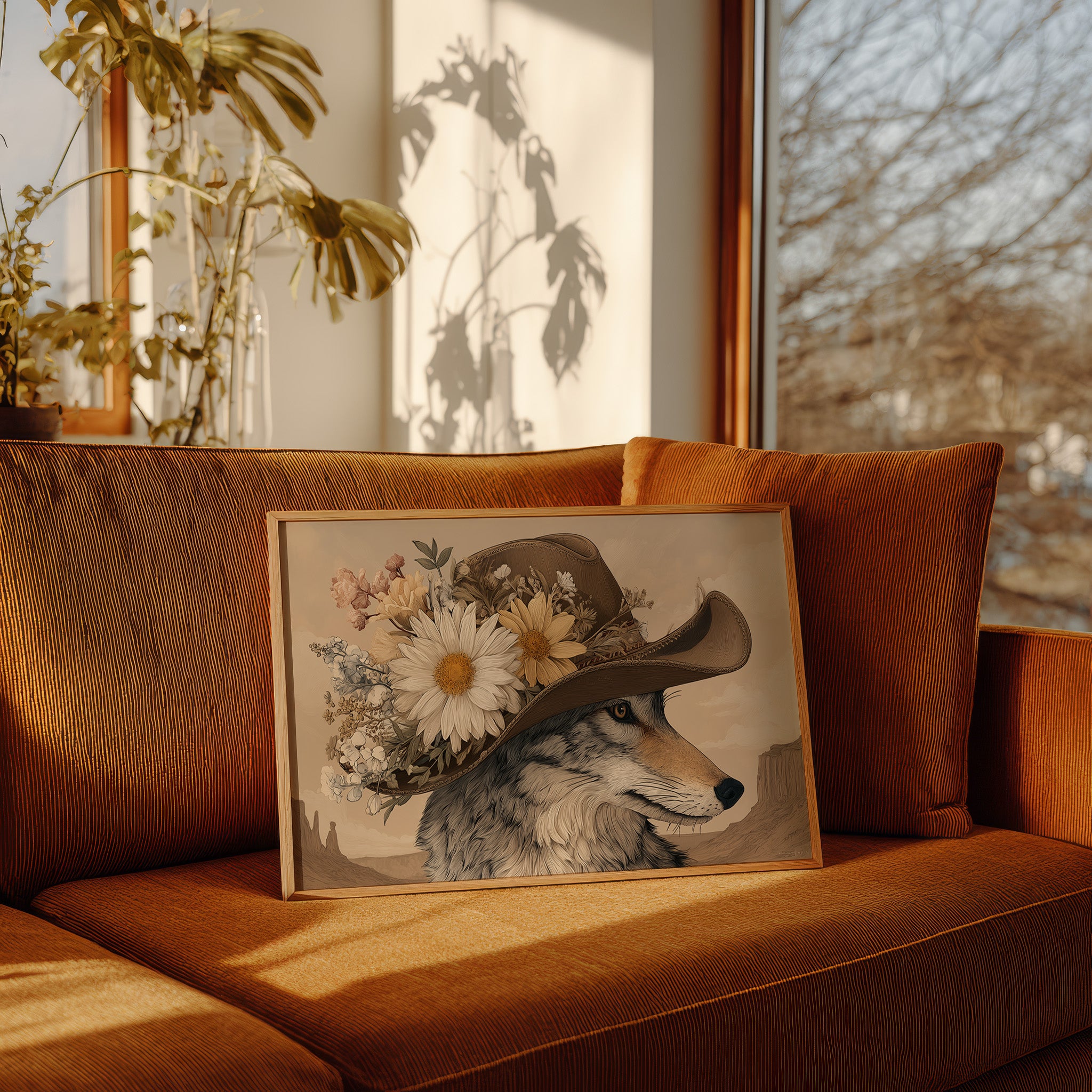 Desert Wolf Wears Wild Daisies