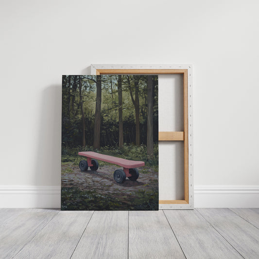 Pink Bench Waits In Forest Shade