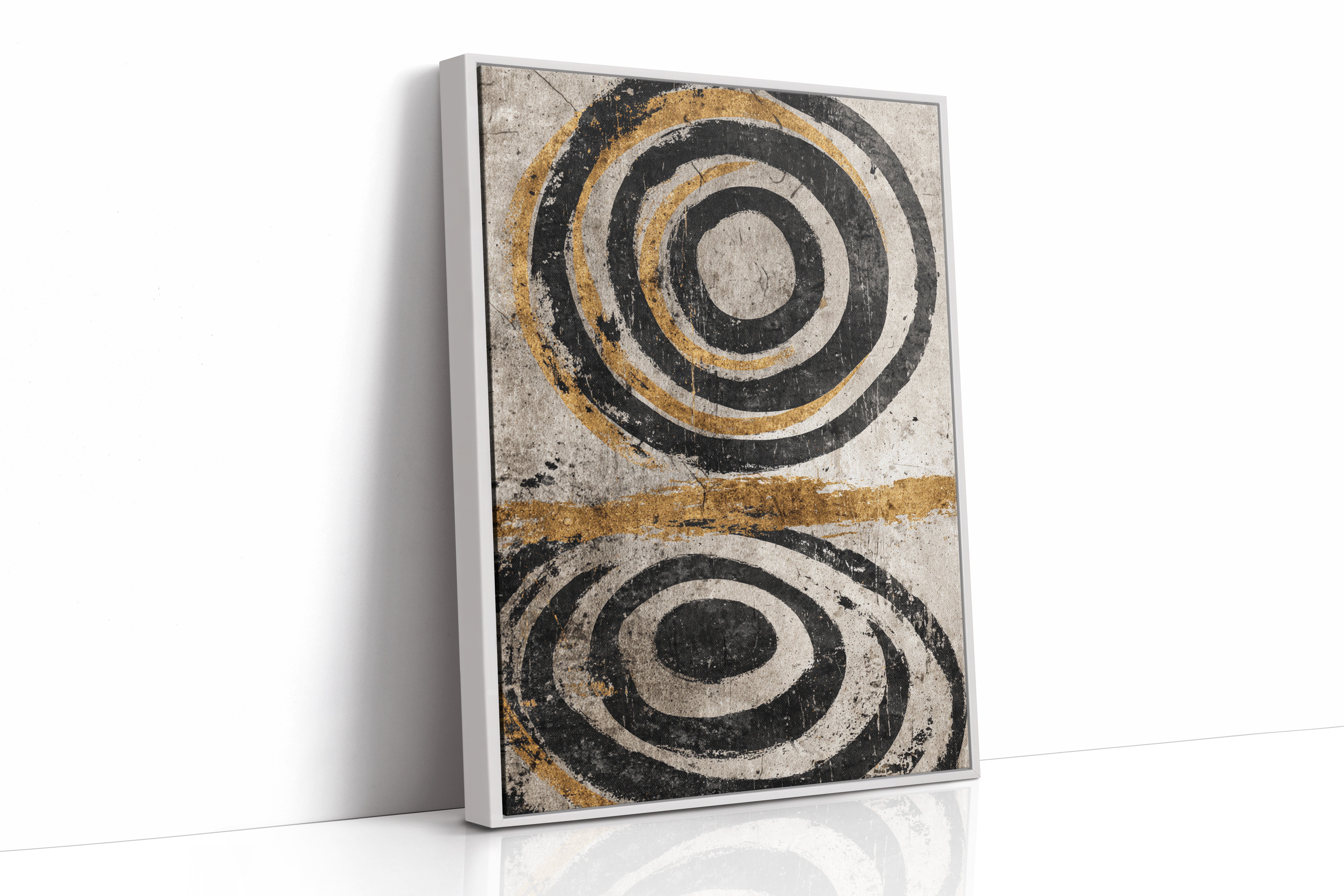 Golden Circles on Weathered Canvas