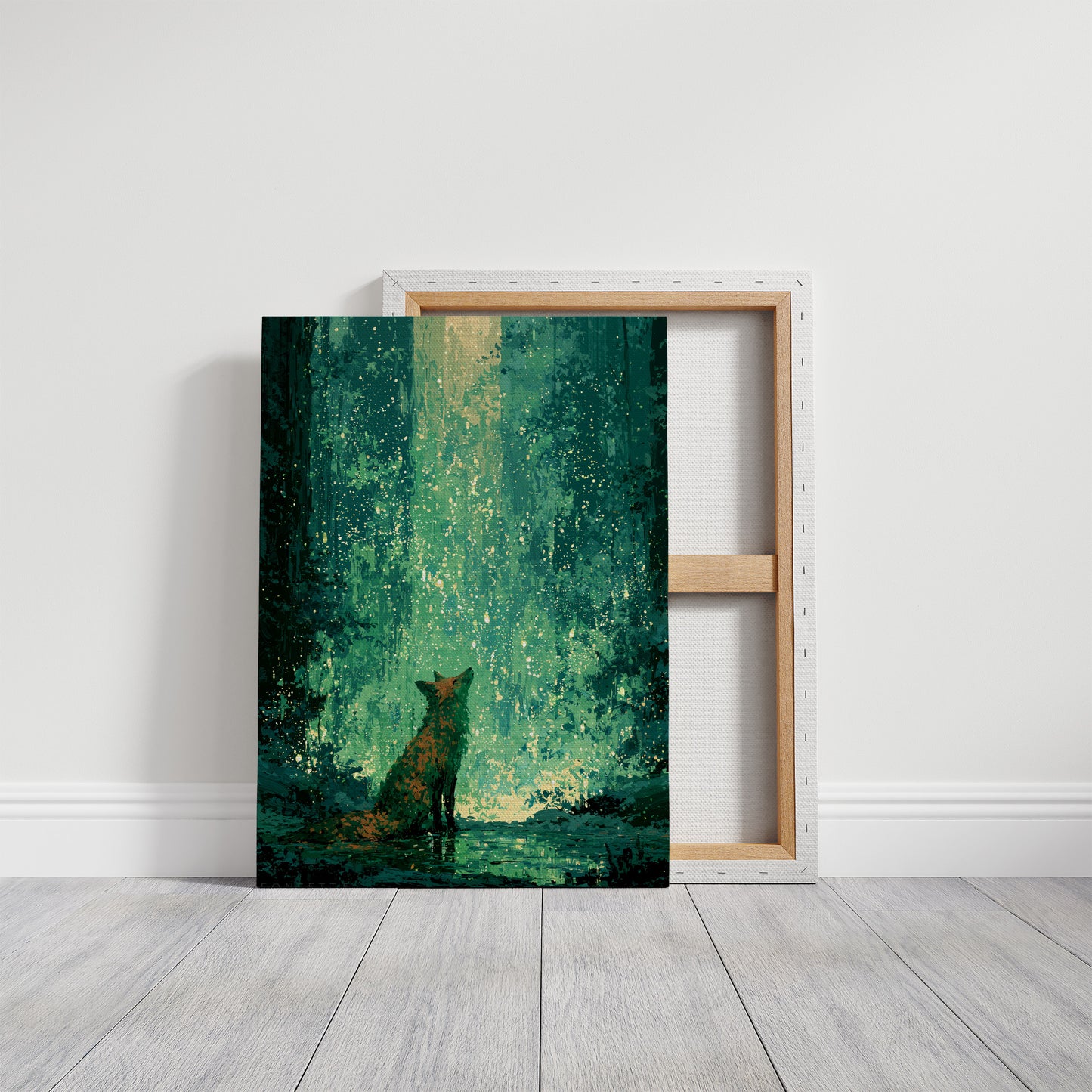 Fox Beneath Falling Sparks