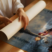 Steam Engine's Winter Night Journey