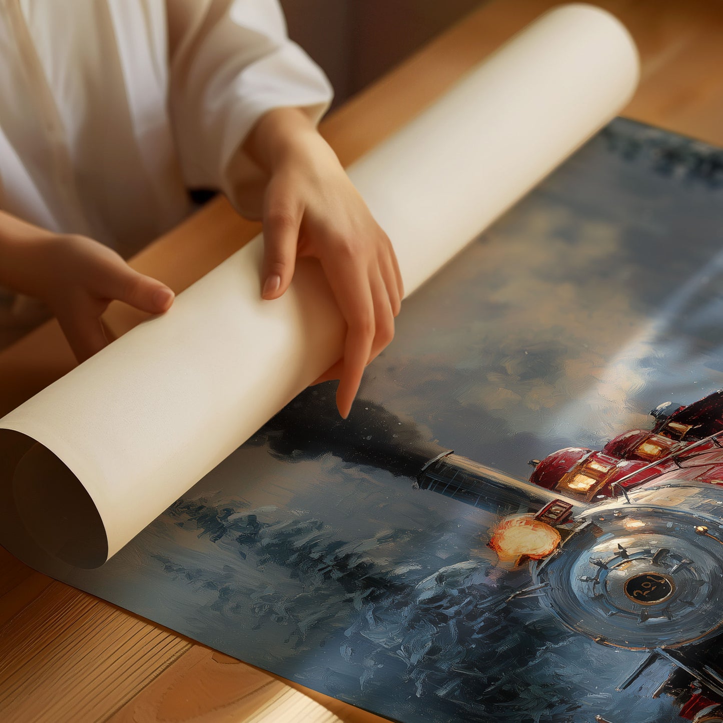 Steam Engine's Winter Night Journey