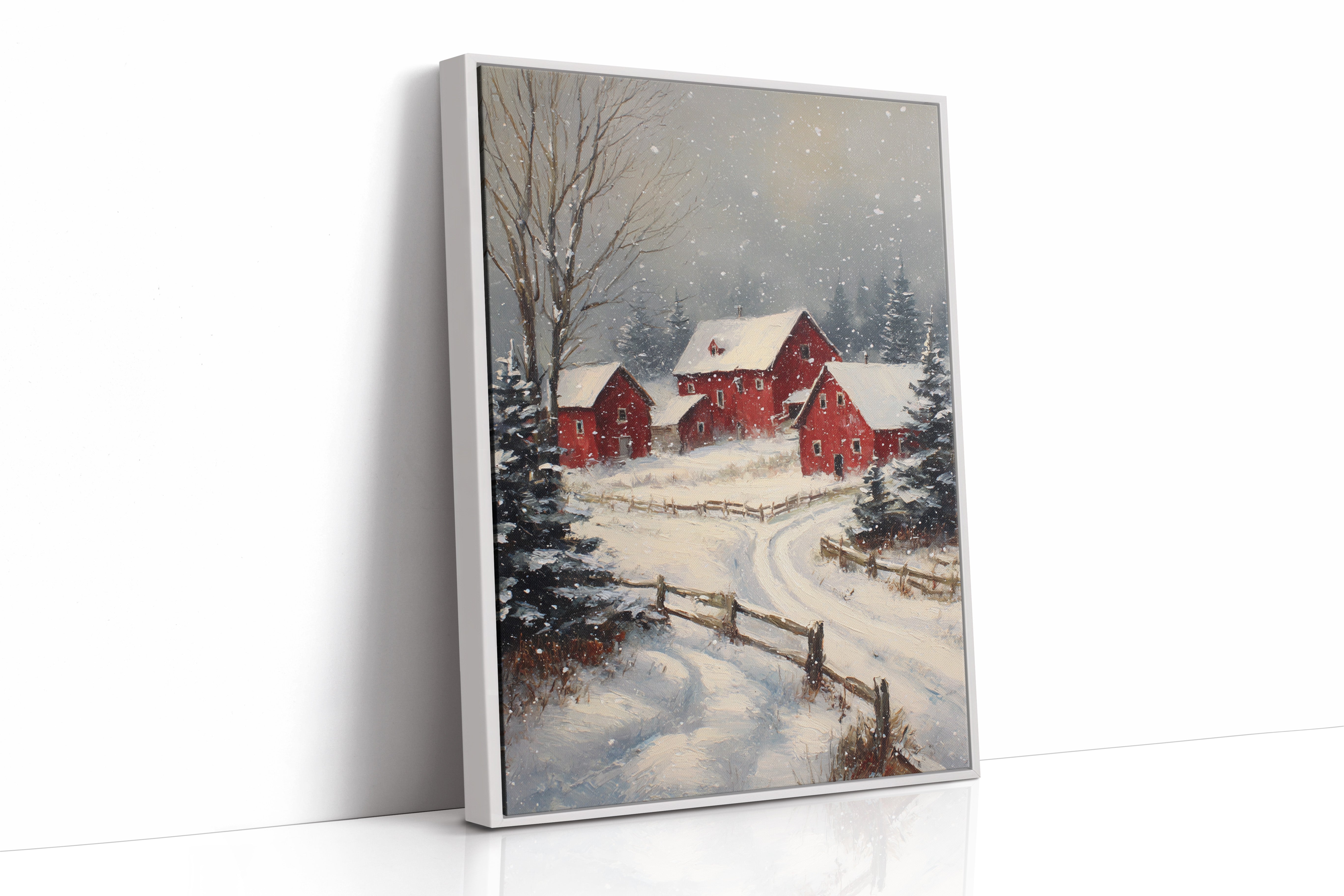 Crimson Cabins Beneath Winter's Veil