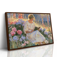 Reading Among Hollyhocks