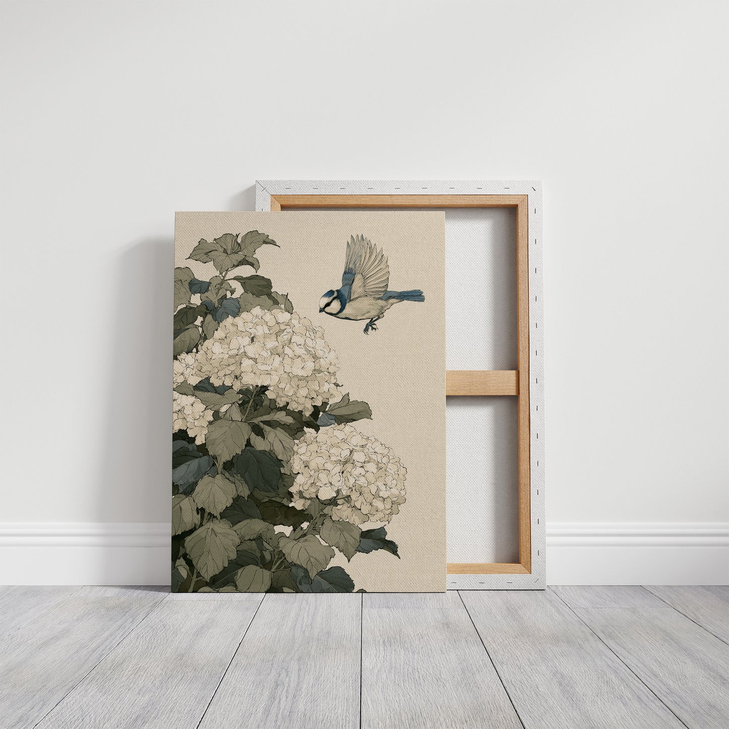 Bluebird Alighting on Hydrangea
