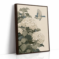 Bluebird Alighting on Hydrangea