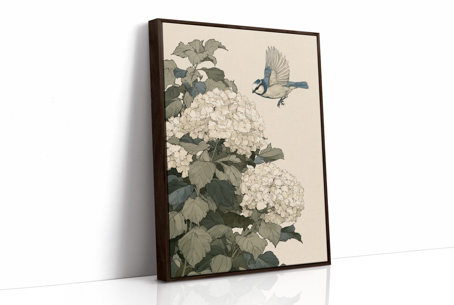 Bluebird Alighting on Hydrangea
