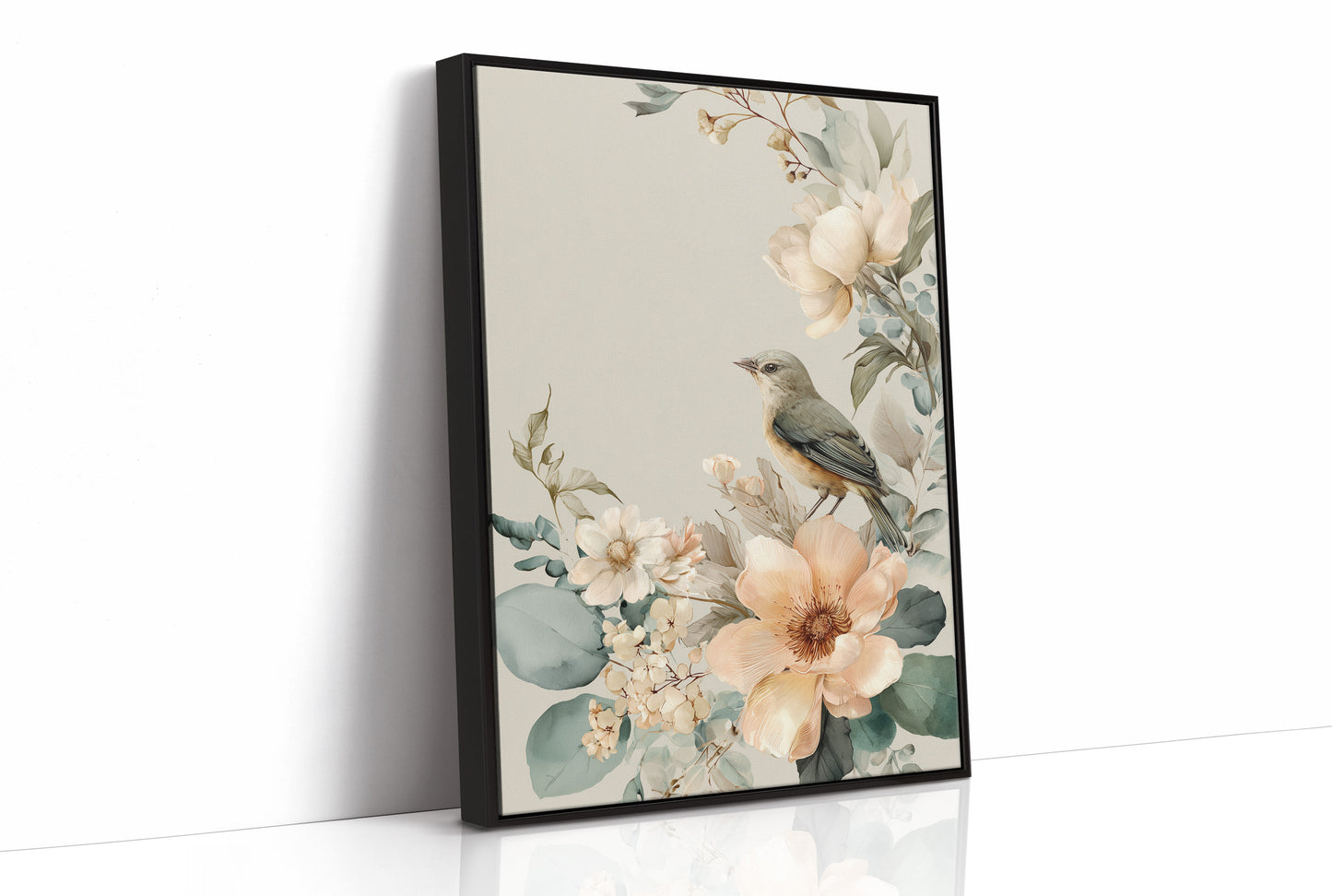 Songbird Perched Among Delicate Blooms