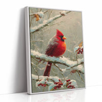 Crimson Among Frosted Branches