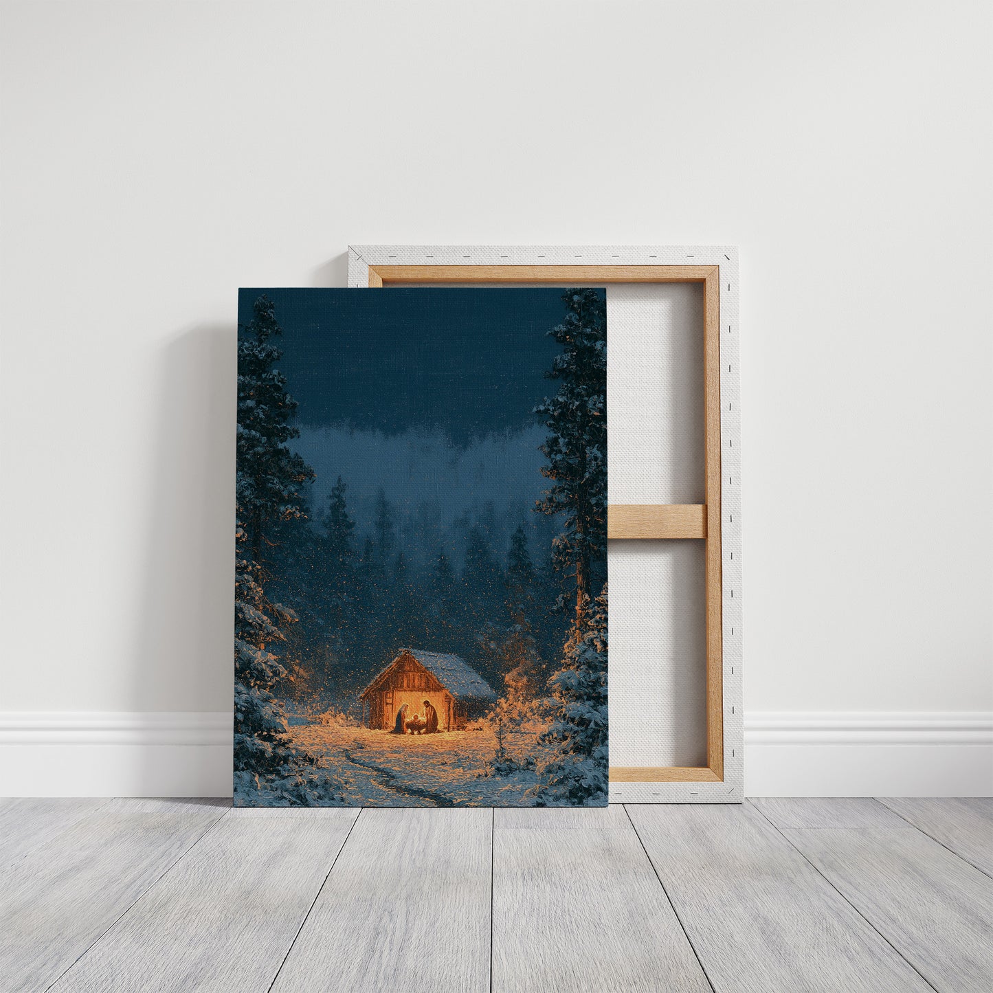Manger in the Snowy Pines