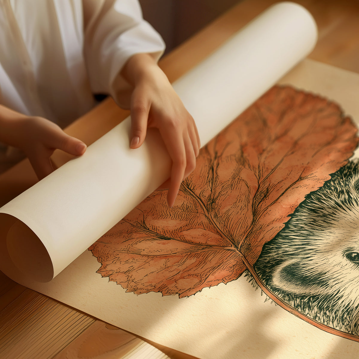 Hedgehog Autumn Leaf Umbrella