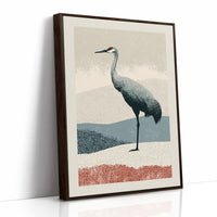 Stippled Crane: A Halftone Landscape
