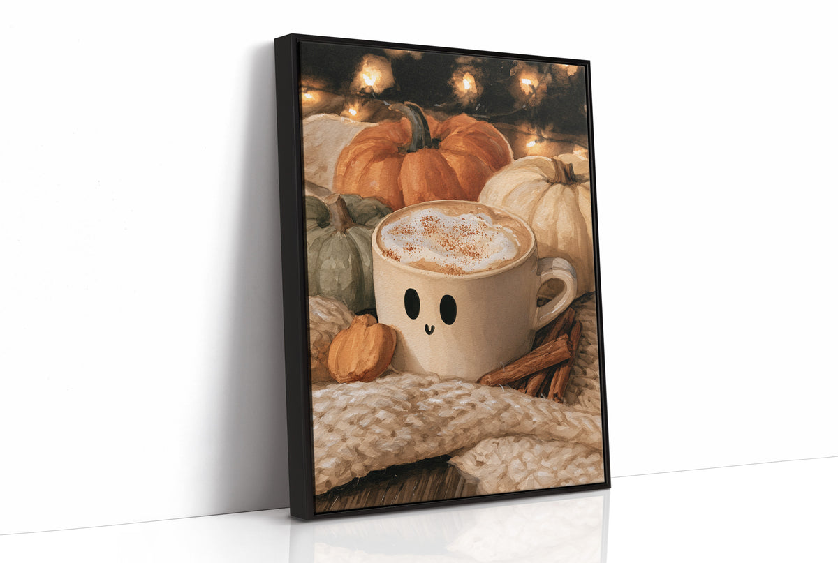 Latte Spirits, Feeling Ghoul, print in a black frame