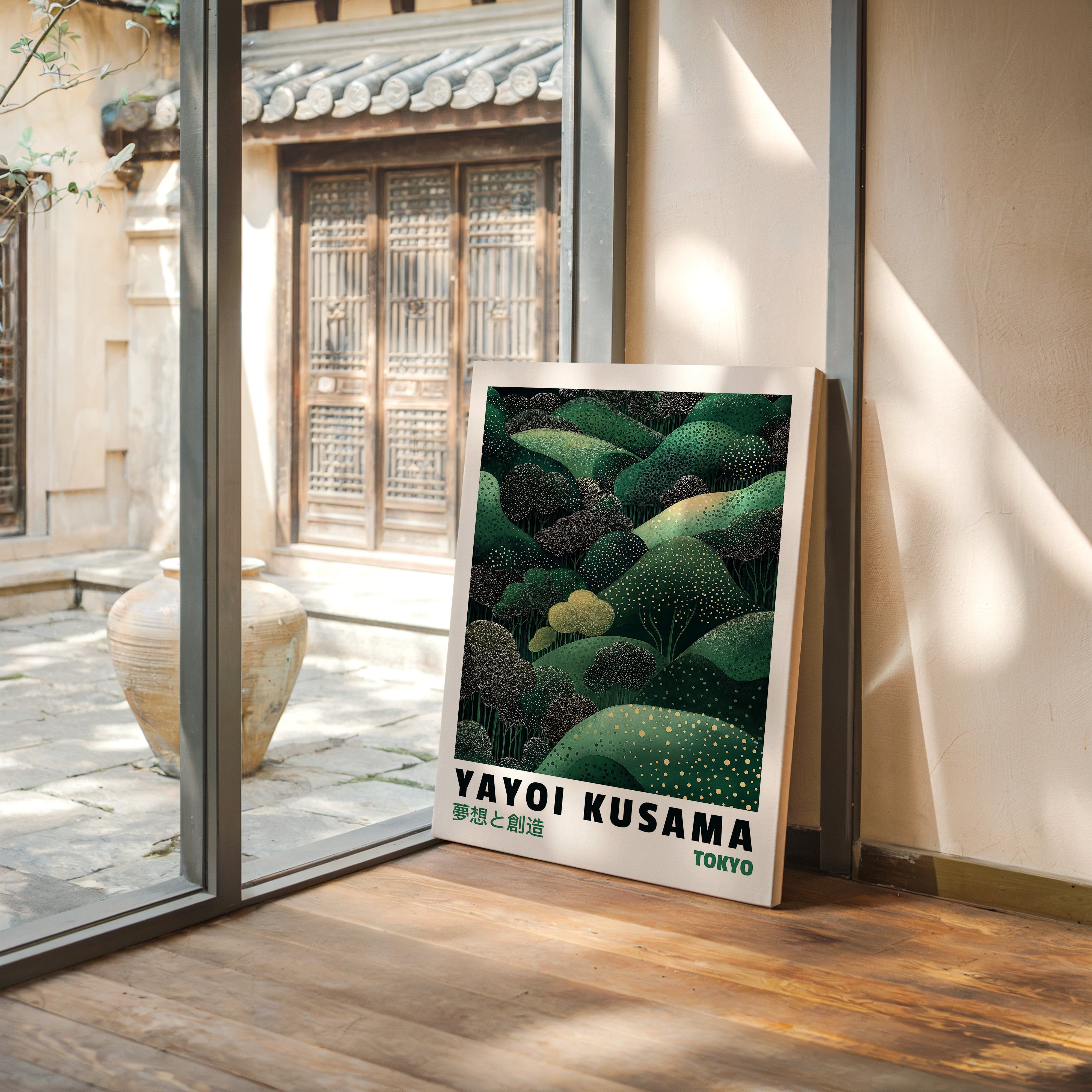 Abstract Green Dreamscape – Kusama-Inspired Forest