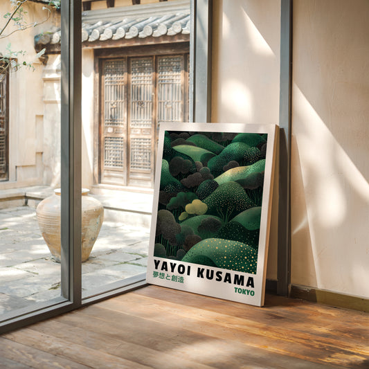 Abstract Green Dreamscape – Kusama-Inspired Forest
