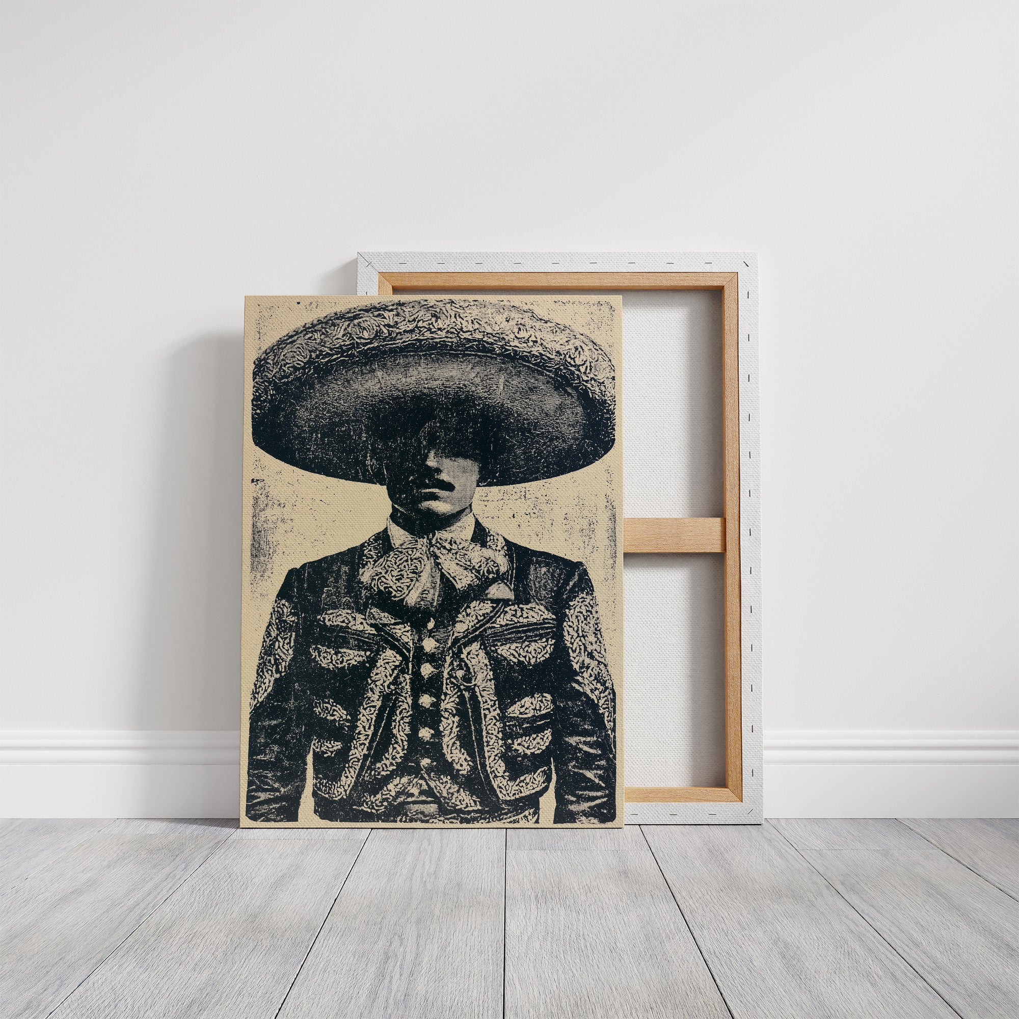The Charro's Silhouette: Vintage Screen Print