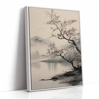 Cherry Blossoms Meet Misty Lake