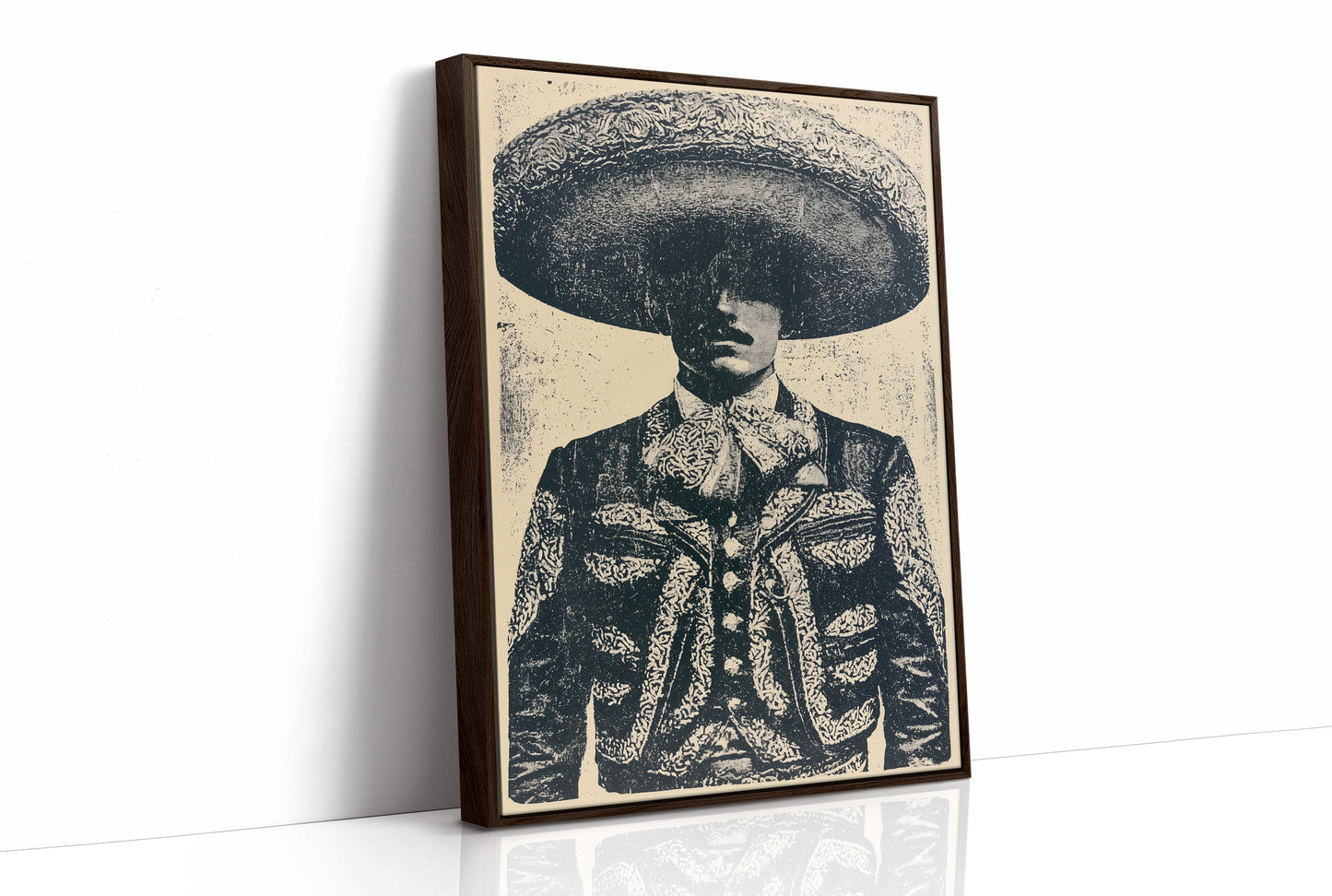 The Charro's Silhouette: Vintage Screen Print