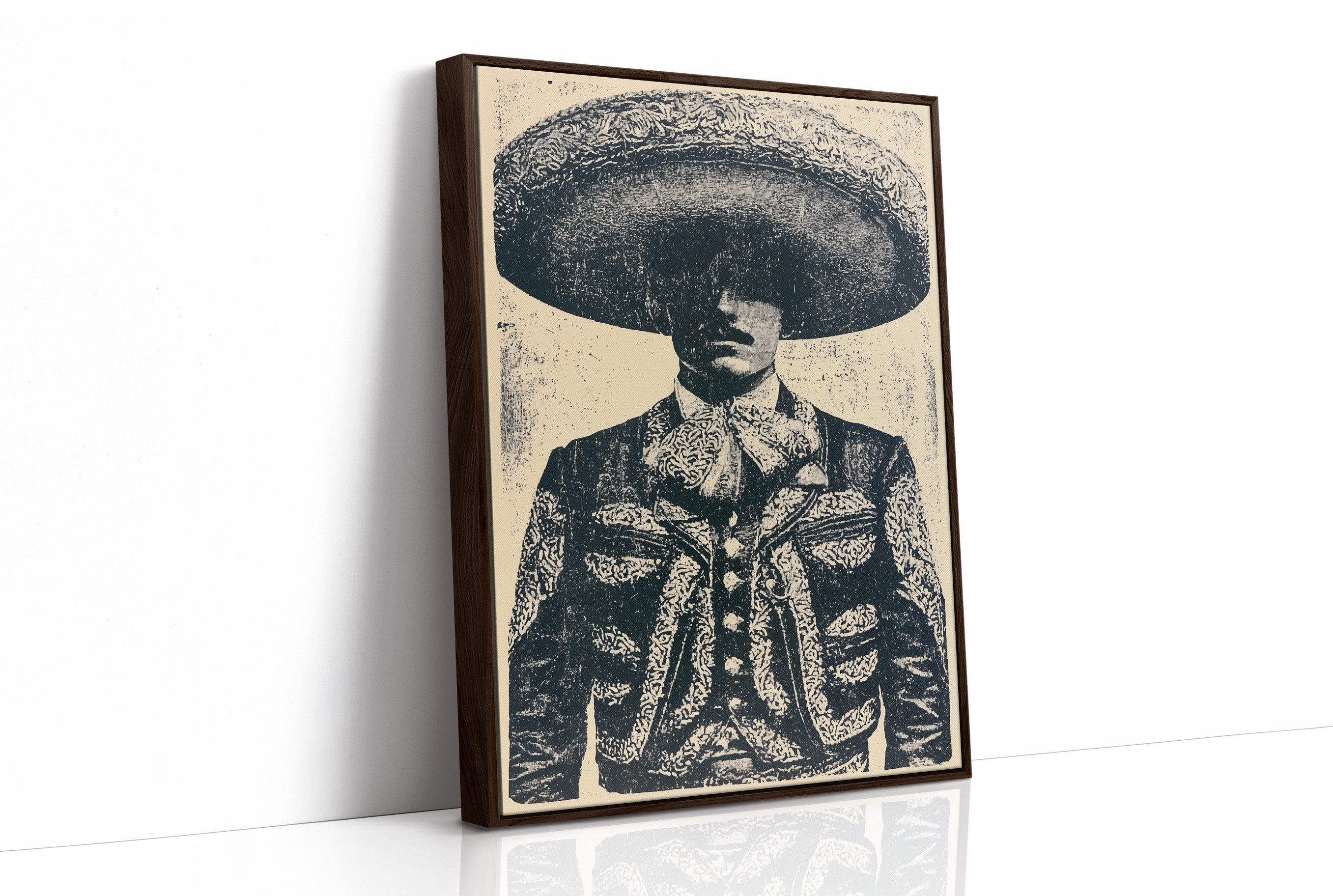 The Charro's Silhouette: Vintage Screen Print
