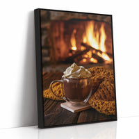 Cocoa Loco By The Fire, print in a black frame