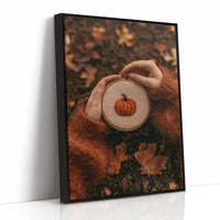 Hoop Dreams, Pumpkin Edition, print in a black frame