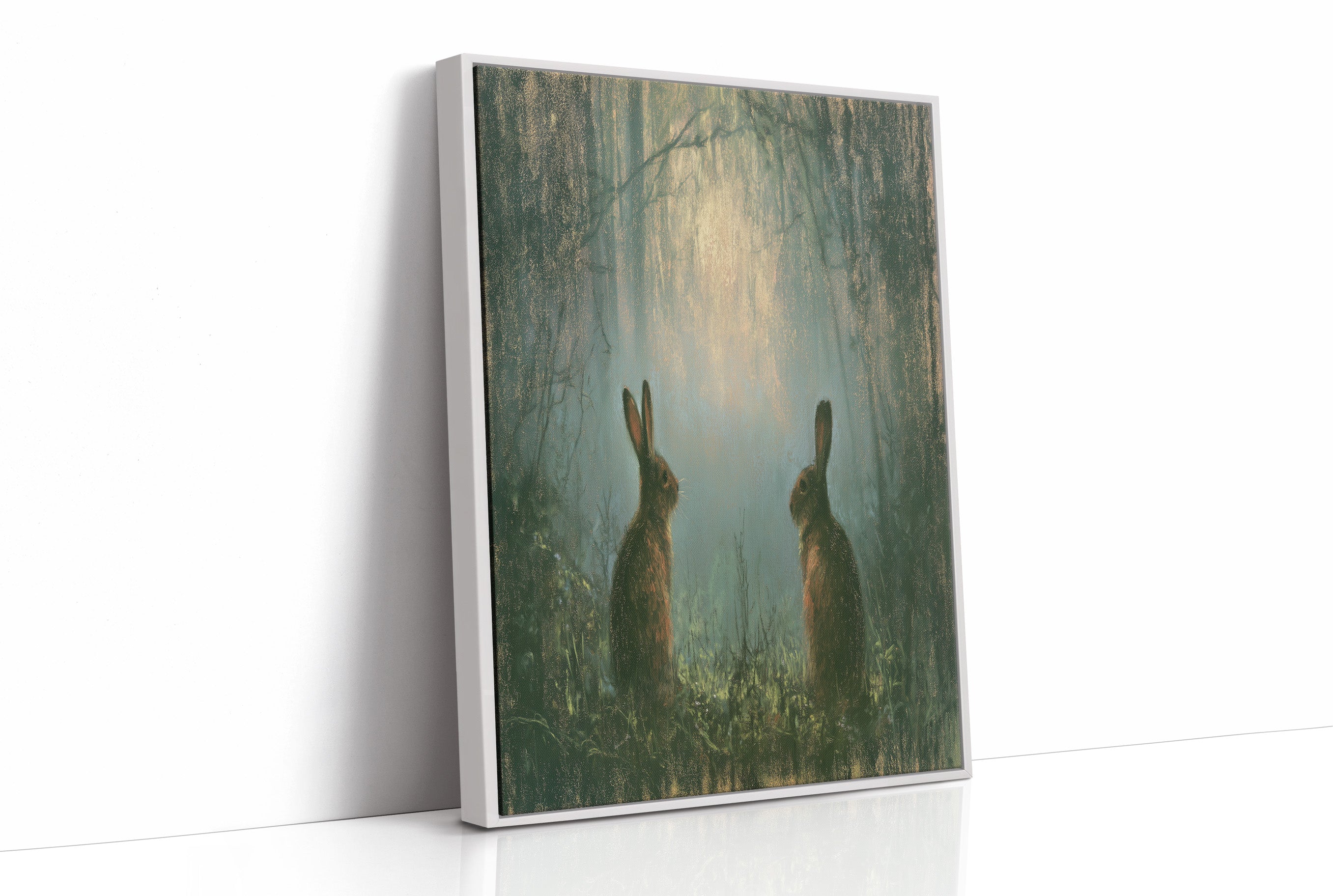 Two Hares In The Green Hush