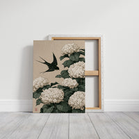 Swallow's Descent Among Snowball Blooms