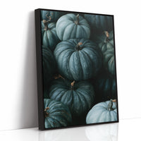 Teal Talk: Gourds Of A Feather, print in a black frame