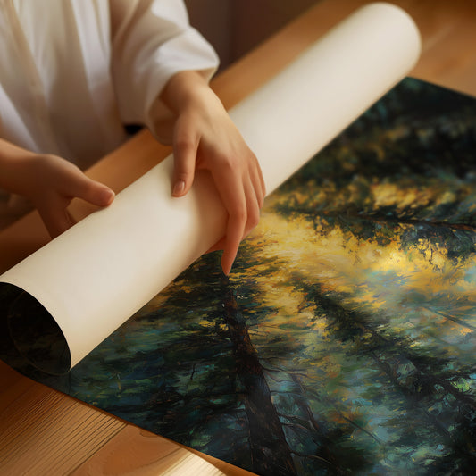 Sunbeams Pierce Ancient Forest Canopy